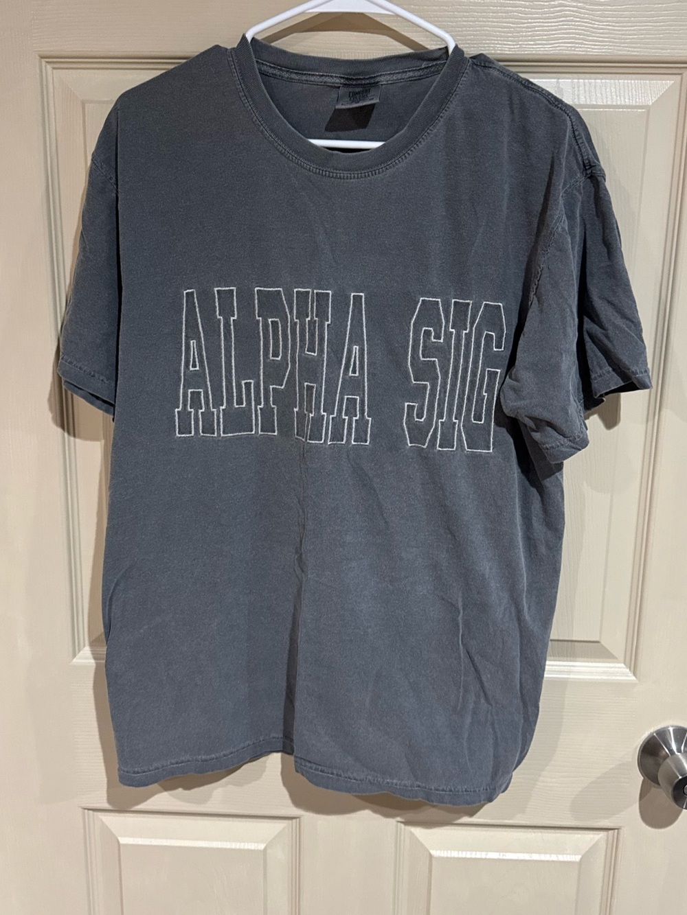 Comfort Colors Charcoal Alpha Sigma Alpha Short-Sleeve Crewneck Tee